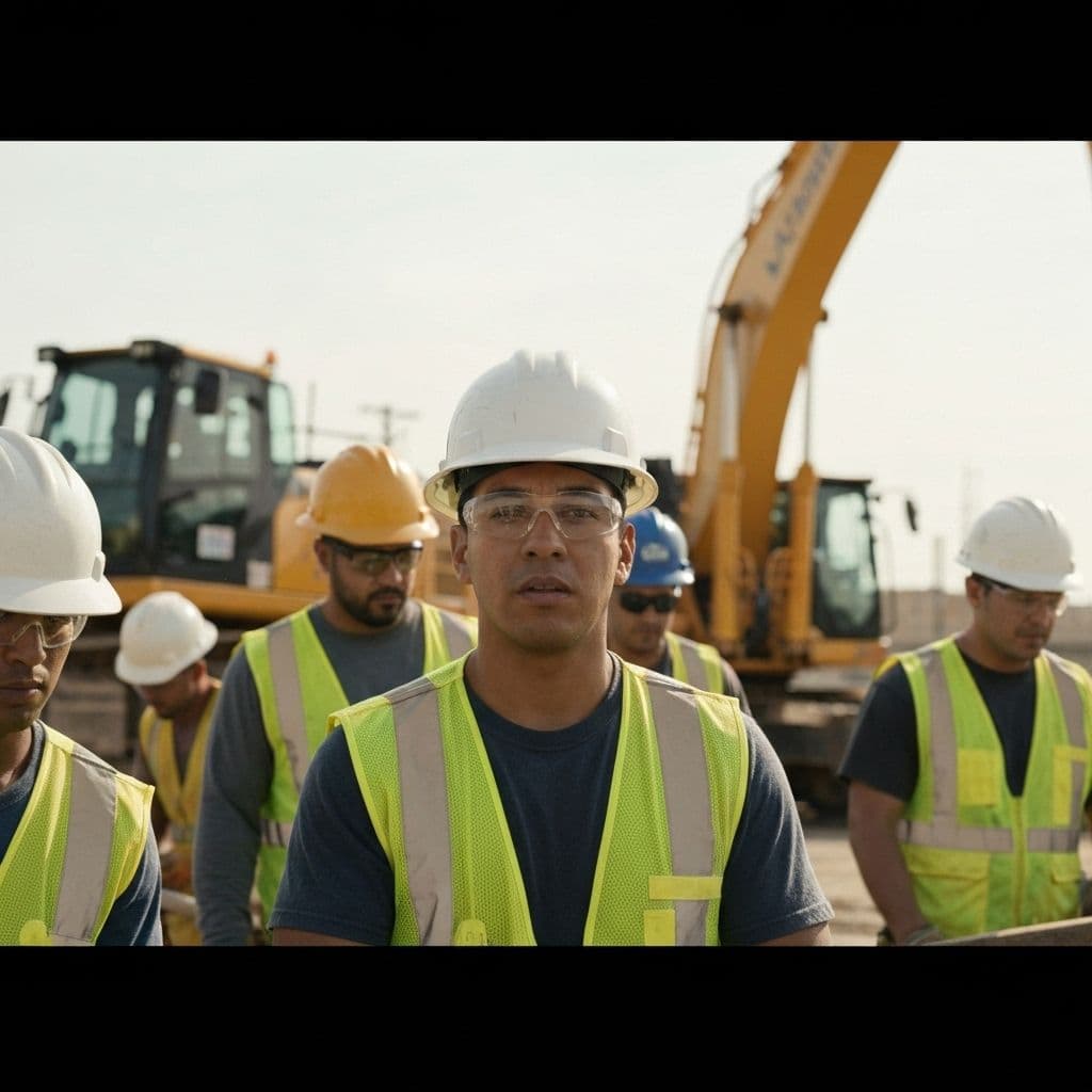 Profissionais da construção em ambiente de trabalho seguro
